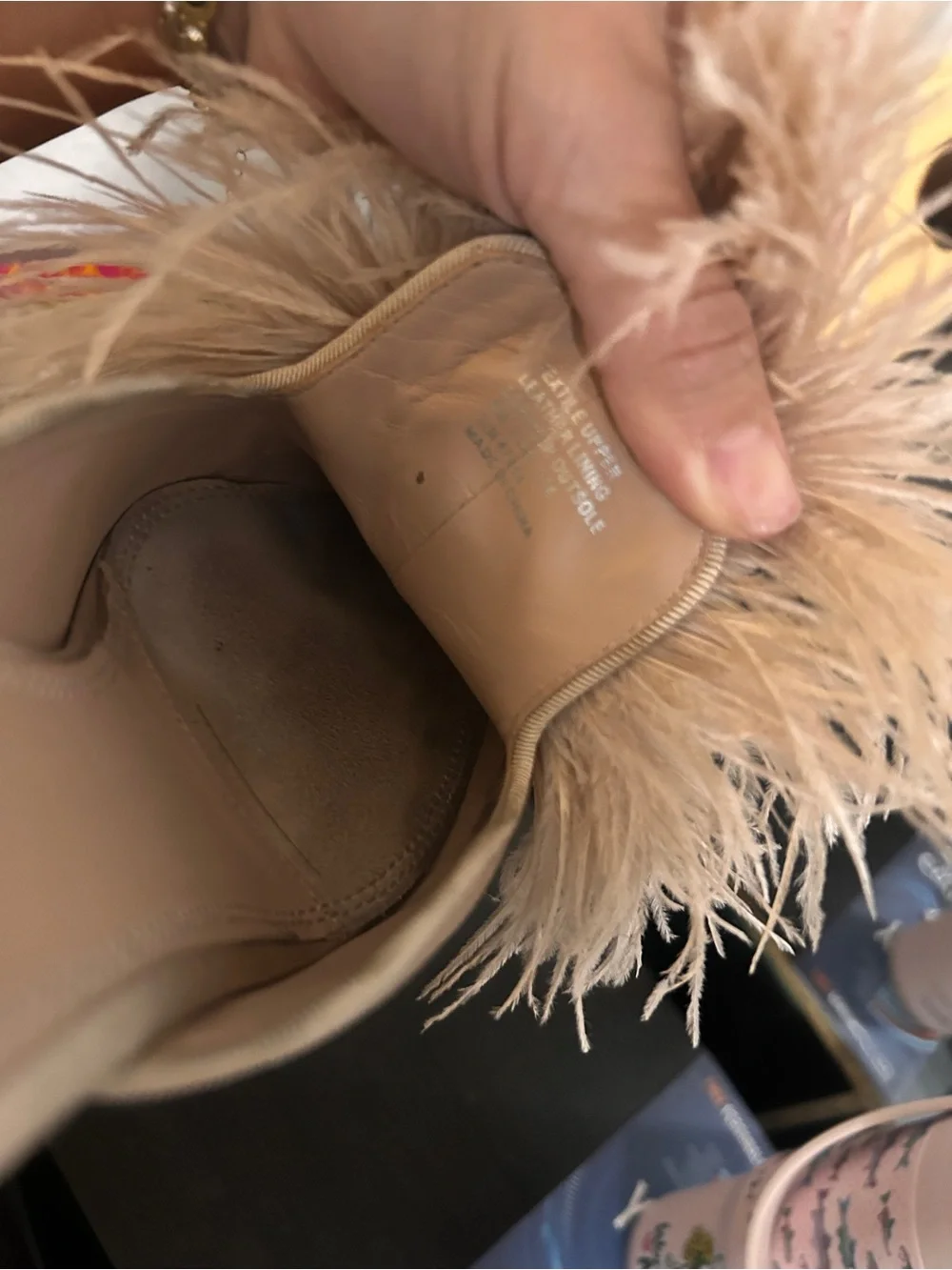 Tory Burch Champagne Feather Jeweled Pointed Mules